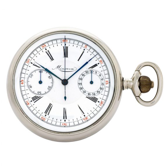 Swiss chromed steel lever chronograph with register Circa 1930 Swiss chromed steel lever chronograph with register Circa 1930