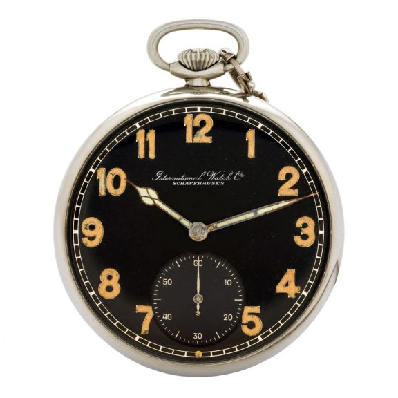 Swiss stainless steel lever with luminous black dial Circa 1940