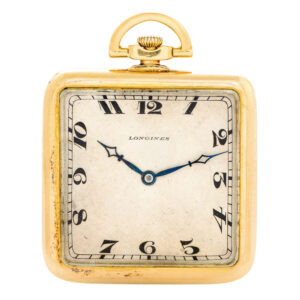 Swiss 18 carat gold open faced square lever watch Circa 1920