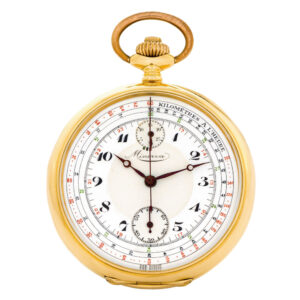 Swiss gold chronograph with tachymeter and telemeter Circa 1920