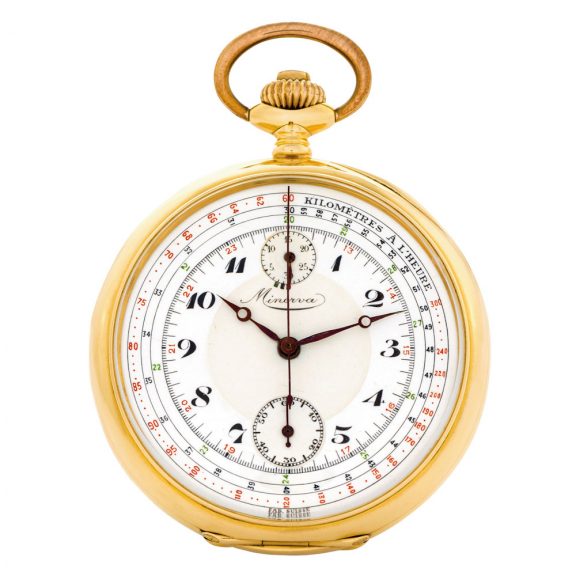 Swiss gold chronograph with tachymeter and telemeter Circa 1920