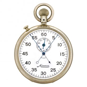 Swiss nickel keyless lever split-seconds timer with register Circa 1930