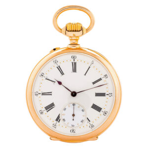 Fine French 18K gold open faced lever pocket watch Circa 1890