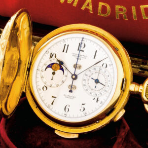 Swiss repeating calendar chronograph with moon phases Circa 1900