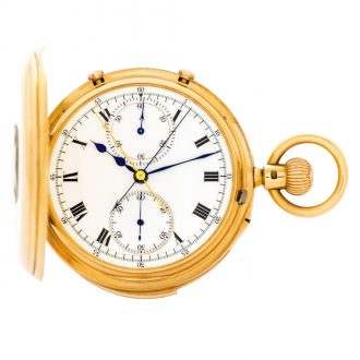 English 18K gold keyless lever split-seconds chronograph Circa 1911