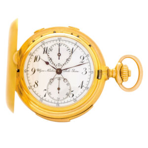 Swiss 18K gold minute repeating keyless lever chronograph Circa 1910