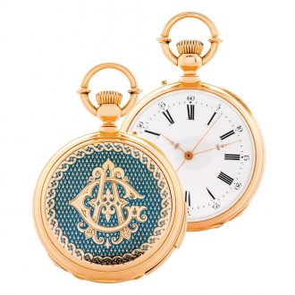Swiss damascened rose gold keyless lever pocket watch Circa 1887