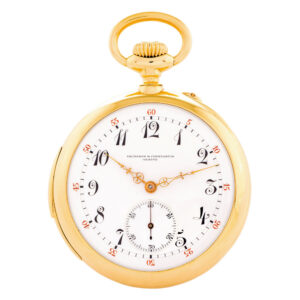 Swiss 18K gold repeating keyless lever pocket watch Circa 1900