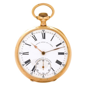 Large Swiss 18K rose gold open faced keyless lever Circa 1907
