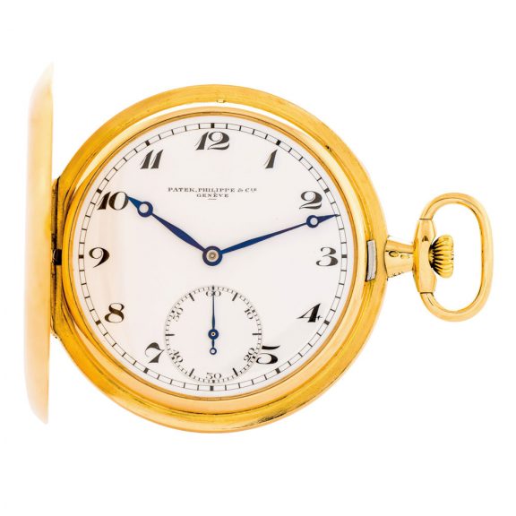 Thin Swiss 18K gold hunting cased keyless lever Circa 1929