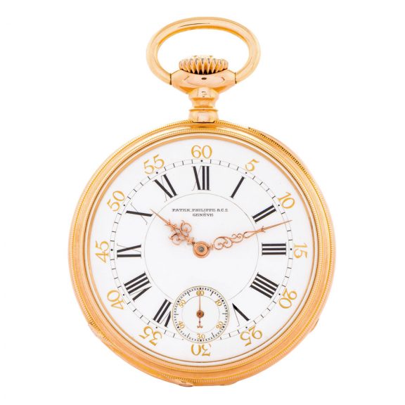 Swiss 18K rose gold open faced keyless lever watch Circa 1877