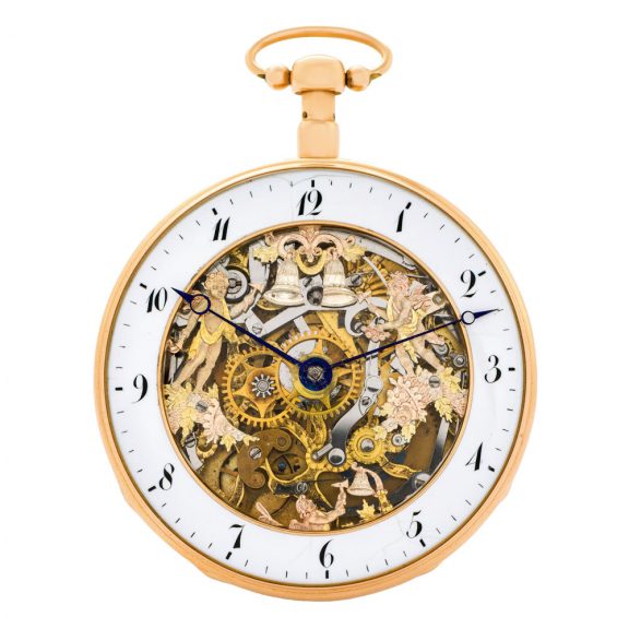Swiss 18K gold carillon quarter repeating verge watch Circa 1820
