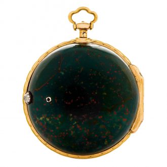 French 22K gold-mounted bloodstone verge watch Circa 1750
