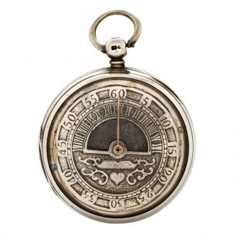 English silver watch with 24h sector dial and moon phases Circa 1876