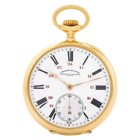 Large Swiss 18K gold keyless lever pocket chronometer Circa 1900