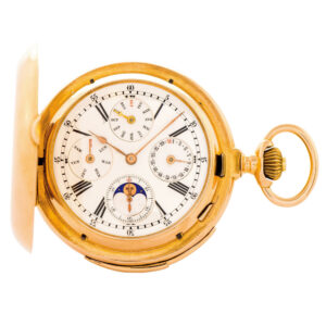 Swiss 18K gold minute repeating keyless lever watch Circa 1880