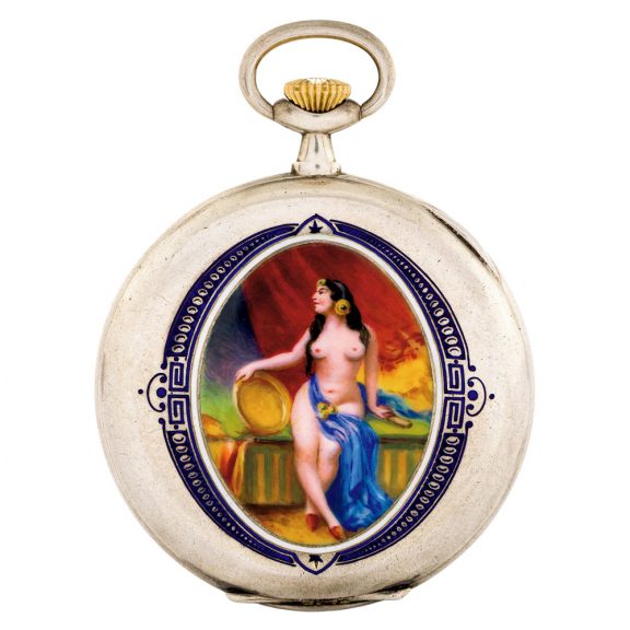 Swiss silver and enamel open faced keyless lever Circa 1920