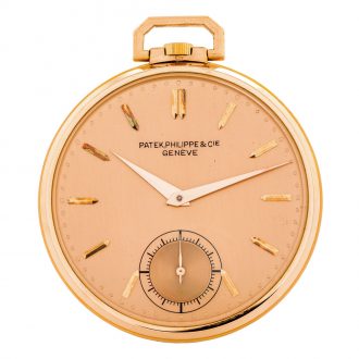 Swiss 18K rose gold open faced keyless lever watch Circa 1945