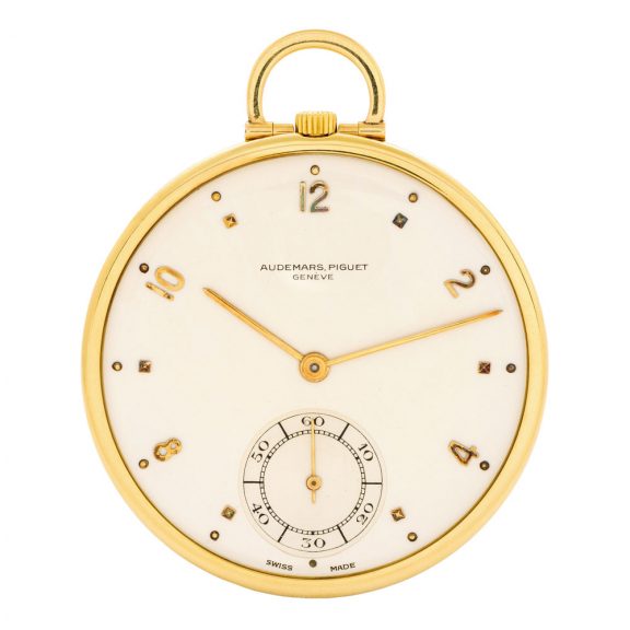 Elegant Swiss 18K gold open faced lever dress watch Circa 1955