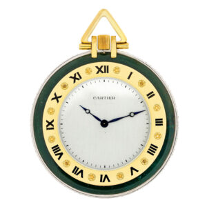 French nephrite, gold, platinum and diamond-set watch Circa 1980