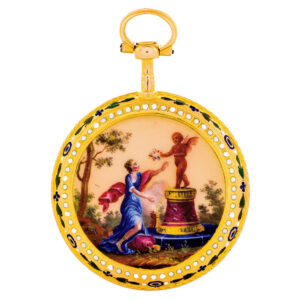 French gold and enamel cylinder pendant watch Circa 1780