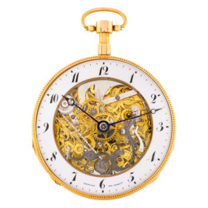 Swiss 18K gold repeating skeletonized verge watch Circa 1820