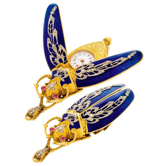 Fine Swiss beetle-form keyless cylinder pendant watch Circa 1900 Fine Swiss beetle-form keyless cylinder pendant watch Circa 1900