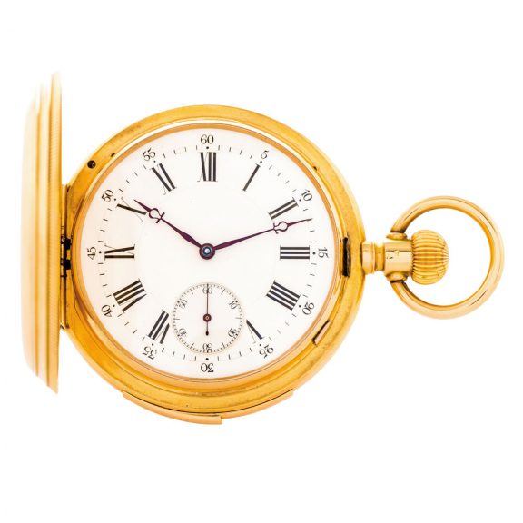 Swiss 18 carat rose gold minute repeating keyless lever Circa 1900