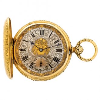 English 18K gold hunting cased lever pocket watch Circa 1860