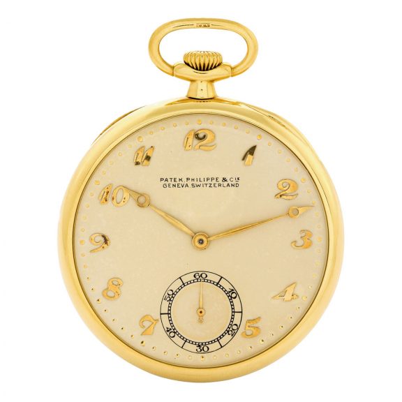 Swiss 18 carat gold open faced keyless lever watch Circa 1920