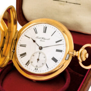 Swiss 18K gold hunting cased keyless lever watch Circa 1890