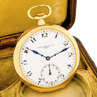 Swiss 18 carat gold open faced keyless lever watch Circa 1918