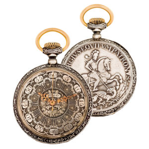 Swiss blackened silver centre seconds keyless lever Circa 1880