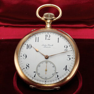 Swiss 18K rose gold open faced keyless lever watch Circa 1925