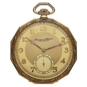 Swiss 14 carat gold open faced dodecagonal dress watch Circa 1935
