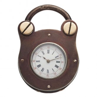 Swiss silver, gold and enamel padlock-form watch Circa 1880