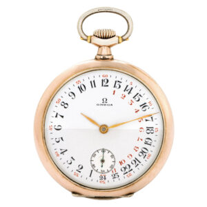 Swiss keyless lever with 24-hour day and night dial Circa 1927