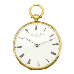 Fine Swiss 18K gold and enamel open faced verge watch Circa 1850