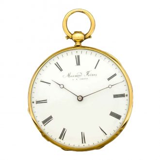 Fine Swiss 18K gold and enamel open faced verge watch Circa 1850