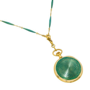 Swiss 18 carat gold and enamel lever pendant watch Circa 1900