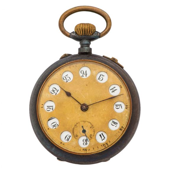 Swiss gunmetal lever watch with convertible 24h dial Circa 1880
