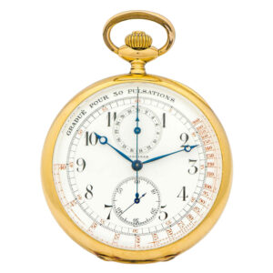 Swiss gold chronograph with pulsometer scale Circa 1920