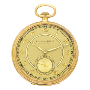 Swiss 14 carat gold open faced lever pocket watch Circa 1920