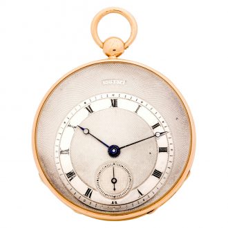 Fine Swiss 18 carat gold open faced cylinder watch Circa 1840
