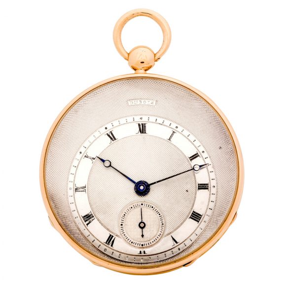 Fine Swiss 18 carat gold open faced cylinder watch Circa 1840