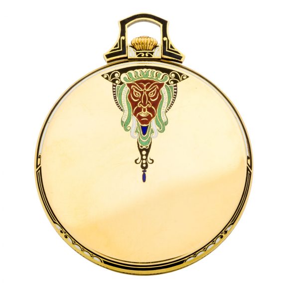 Rare Swiss 14K gold and enamel Art Deco lever watch Circa 1920