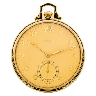 Rare Swiss 14K gold and enamel Art Deco lever watch Circa 1920