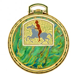 Rare Swiss 14K gold and enamel Art Deco lever watch Circa 1920