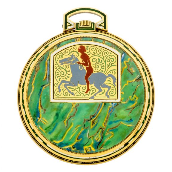 Rare Swiss 14K gold and enamel Art Deco lever watch Circa 1920