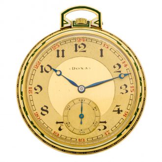Rare Swiss 14K gold and enamel Art Deco lever watch Circa 1920